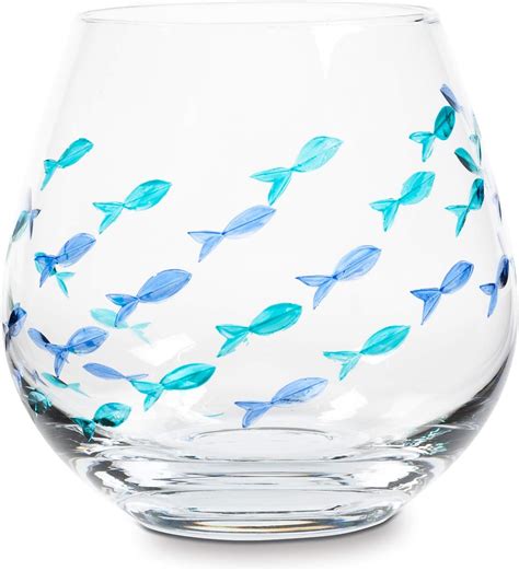 goblet fish|Abbott Collection Blue/Green Fish Stemless Goblet, 1 .